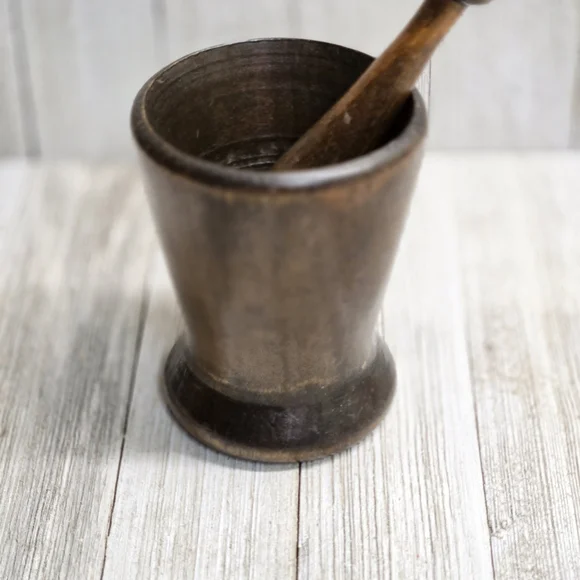Vintage Wooden Mortar and Pestle Set Collectible Kitchen Decor - Picture 6 of 9